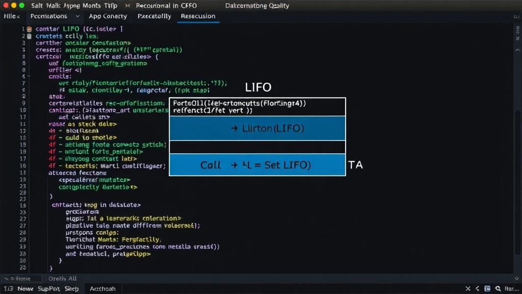 Diagram showing the LIFO nature of the call stack with recursive calls