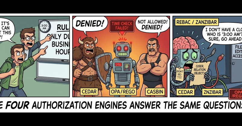 Four Auth Engines Tested on Identical Rules