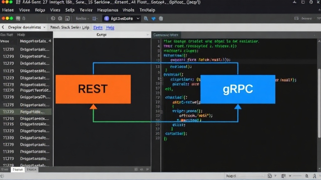 Diagram comparing REST and gRPC communication stacks and data formats