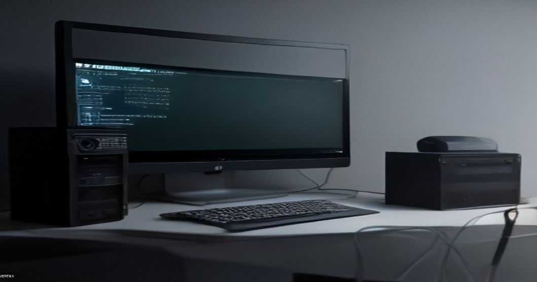3D desktop PC model in the interactive portfolio workspace