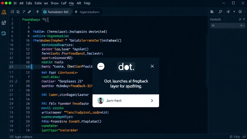 User interface showing dot. widget integrated into an AI application for feedback submission