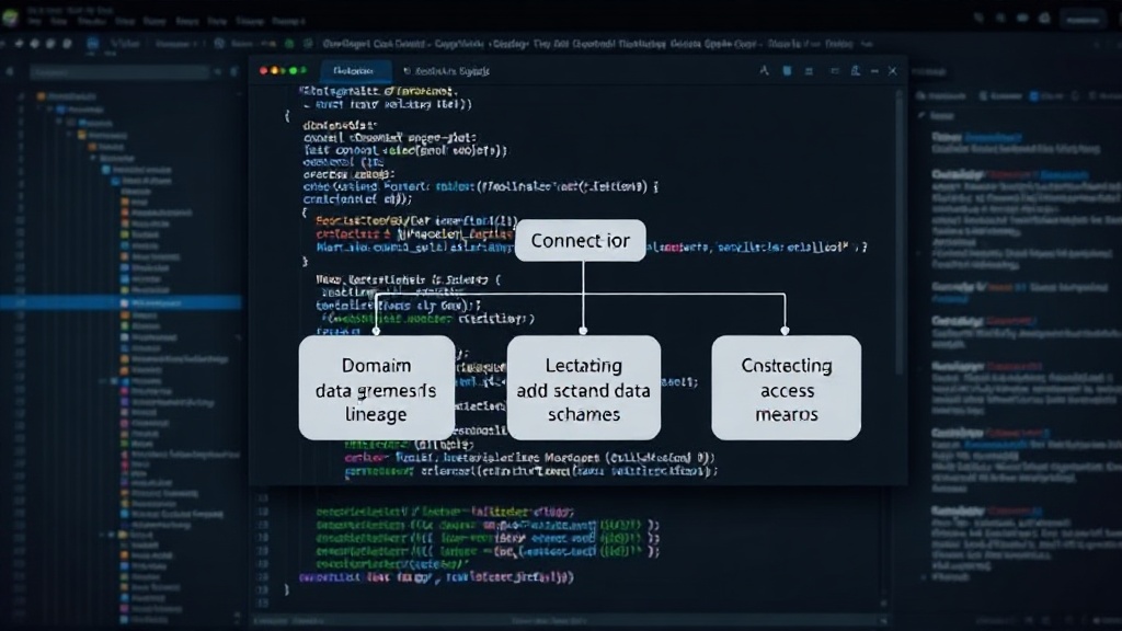 Diagram illustrating how domain-grounded AI agents access specific data schemas and lineage.