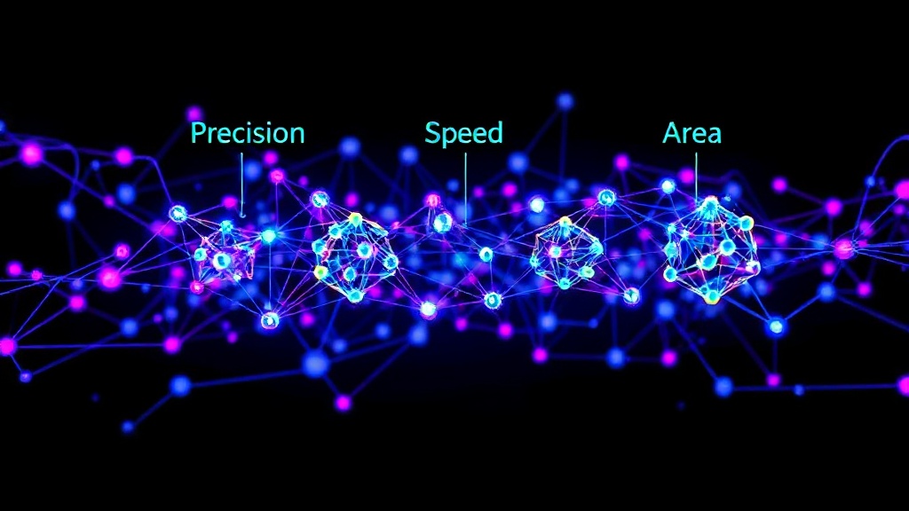 Diagram illustrating the trade-offs between precision, speed, and area in AI arithmetic processing