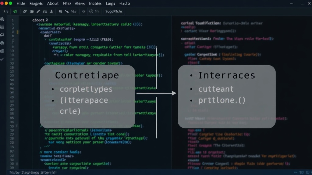Diagram illustrating the difference between concrete types and interfaces in Go