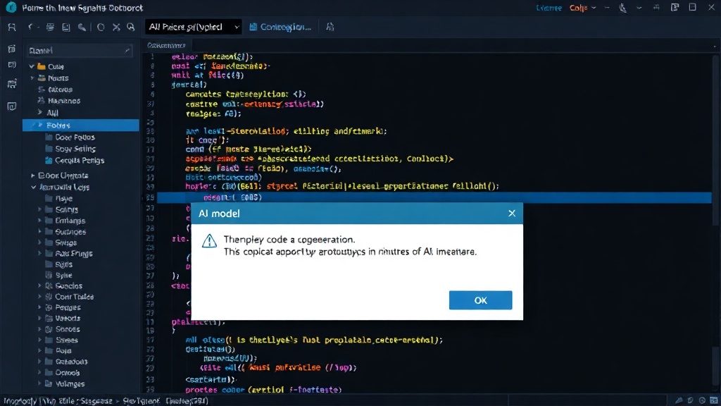 AI model interface showing a complex code generation prompt and output