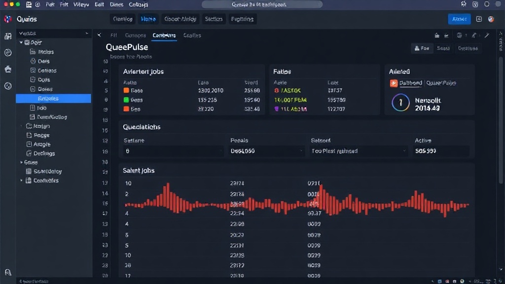 QueuePulse dashboard showing active, failed, and queued job statuses