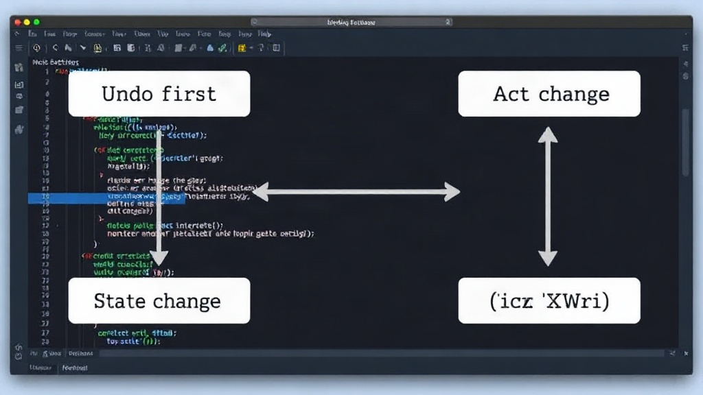 Diagram illustrating the proposed 'undo first' state change workflow versus traditional 'act first' methods