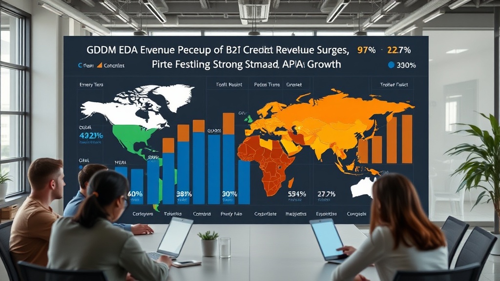 A dashboard displaying global EDA revenue growth percentages by region