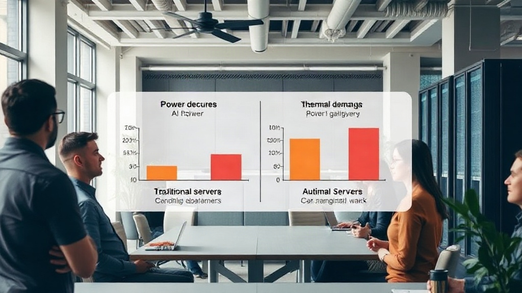 Diagram illustrating the power and thermal demands of AI hardware compared to traditional servers