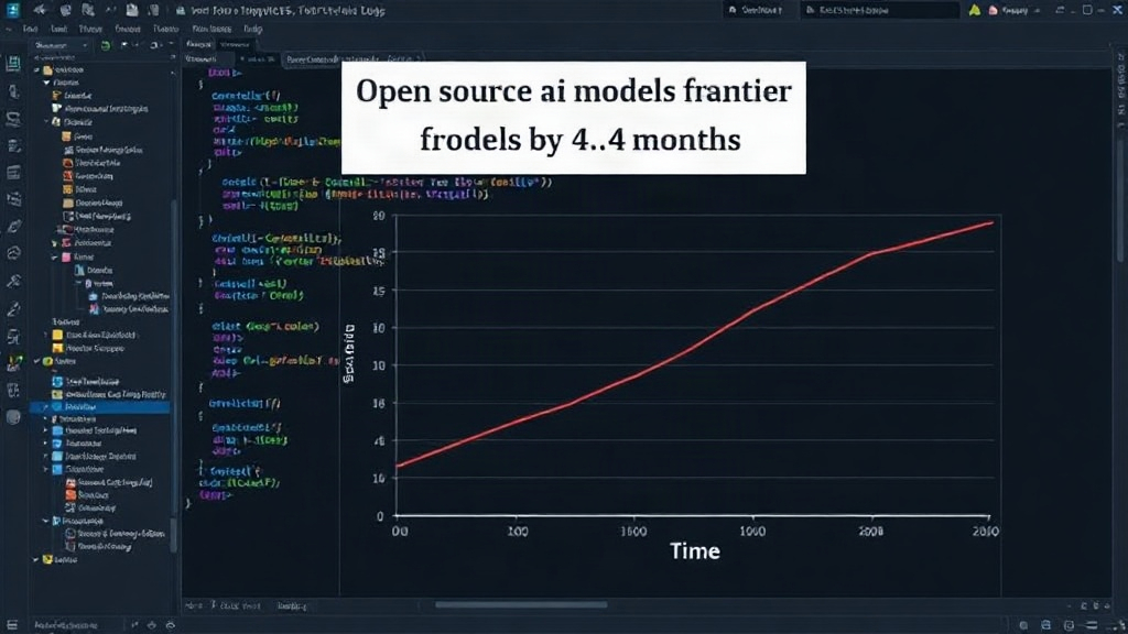 A comparative chart illustrating the performance gap between open-source and frontier AI models over time.